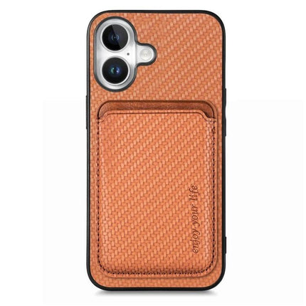 Essential Leather Phone Case With Card Slots in tan PU leather with woven texture, magnetic card pocket and four-corner drop protection