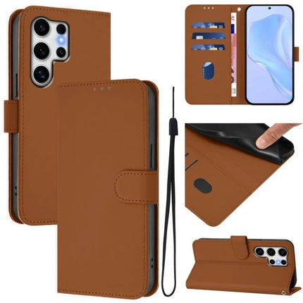 Leather Phone Case With Lanyard For Daily Essentials Carry And Easy On The Go Access - brown PU leather wallet case with card slots and detachable lanyard