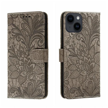 Leather iPhone Case for Everyday Protection with embossed floral PU leather, TPU frame, built-in stand and 360-degree shock-absorbing corners