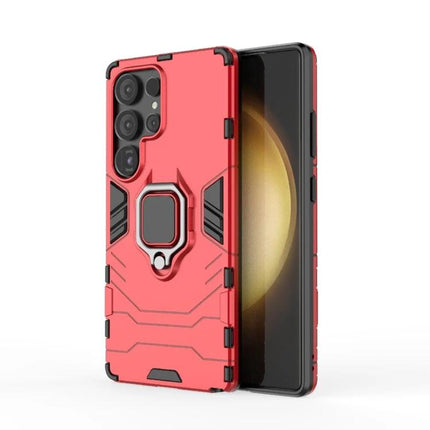 Samsung Protective Case With Snug Fit For Everyday Use - red rugged PC TPU case with ring kickstand and camera cutouts