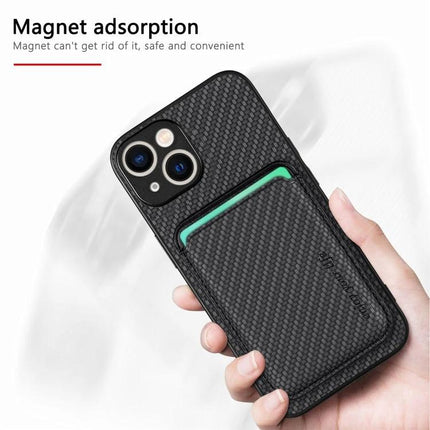 Leather Phone Case With Built In Card Holder For Everyday Commute And Quick Wallet Convenience - black PU leather magnetic card pocket case