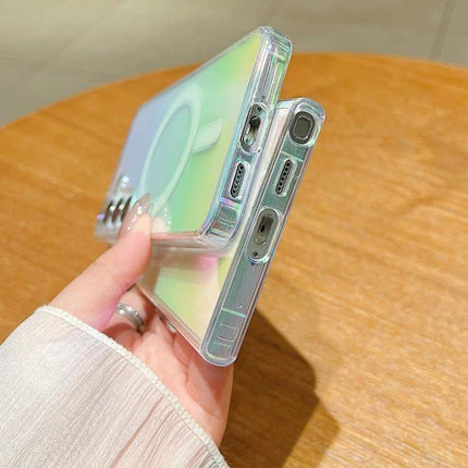 Samsung Galaxy Phone Case Daily Protection clear iridescent case showing port and button access, scratch-resistant daily protective design