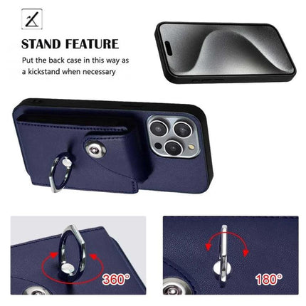 Organ Card Holder Case For iPhone 14 Pro Max 13 Pro Max 13 Pro SE 2022 2020 8 7 navy PU+TPU card wallet ring holder kickstand case