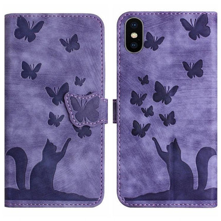 Butterfly Leather Flip Case With Card Slot purple cat and butterfly embossed wallet phone case with card slot