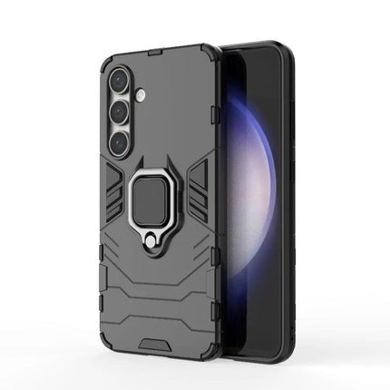 Samsung Protective Case With Snug Fit For Everyday Use - rugged black PC TPU case with ring stand and camera cutouts