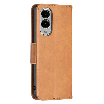 Leather Samsung Galaxy Phone Case For Everyday Use - tan PU leather wallet case with card slots and camera cutout