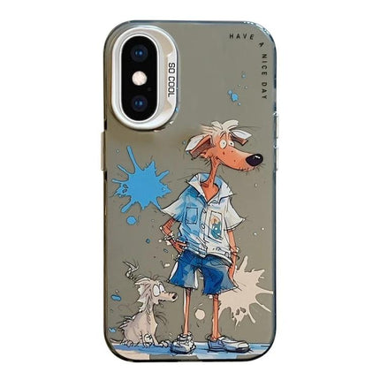 Animal Pattern Phone Case For Everyday Use - slim TPU frame with PC back featuring cartoon dog print, protects against scratches and impacts