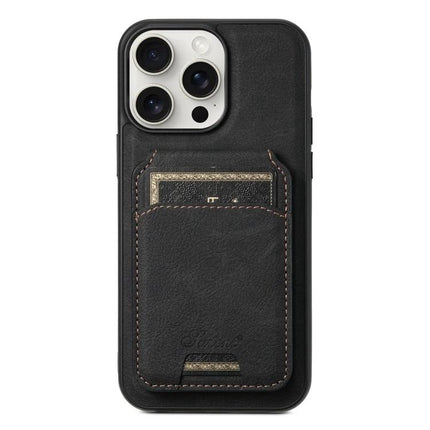 Durable Suteni Wallet Phone Case for Everyday Carry slim black PU leather magnetic 2-in-1 detachable wallet phone case