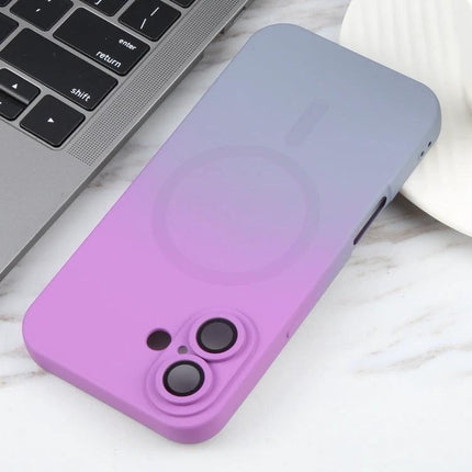 iPhone Gradient Case for Everyday Protection showcased in purple-to-gray gradient, slim durable cover protecting camera and edges