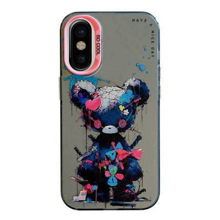 iPhone Case Animal Print for Everyday Protection - slim TPU PC hybrid case with colorful bear graffiti design, impact-resistant, pocket-friendly