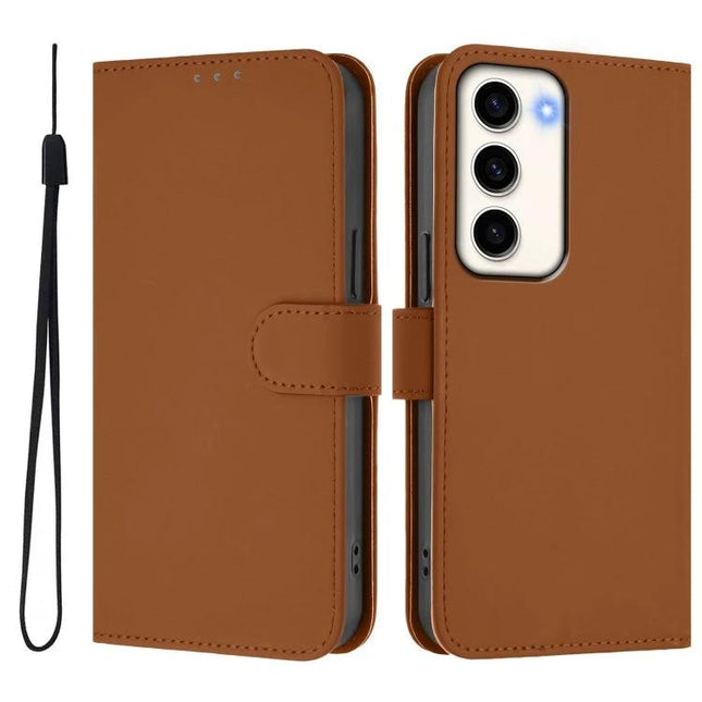 Leather Phone Case With Lanyard For Daily Essentials - brown PU leather wallet case with card slots, TPU phone holder and detachable lanyard
