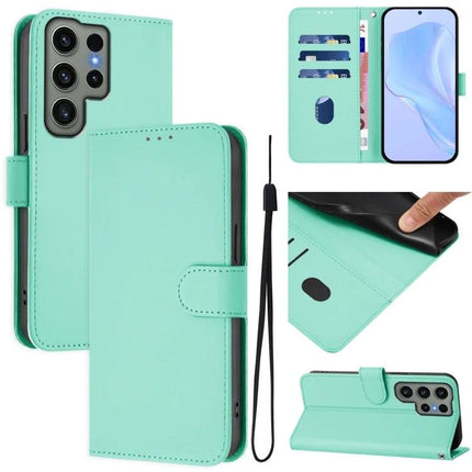 Leather Phone Case With Lanyard For Daily Essentials - mint PU leather wallet case with TPU core, card slots, cash compartment and hands-free lanyard