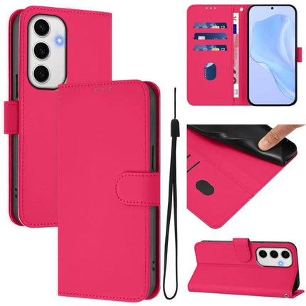 Leather Phone Case With Lanyard For Everyday Use pink folio wallet with card slots, stand, TPU inner shell and detachable black lanyard