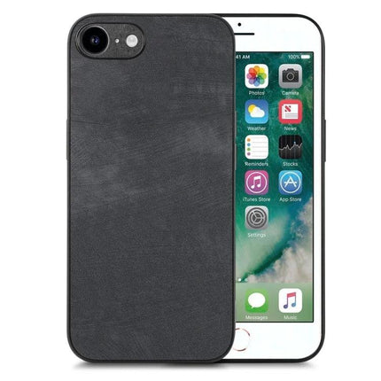 Vintage Leather Phone Case For Everyday Use - slim black leather TPU phone case protects against scratches and dirt for daily commutes