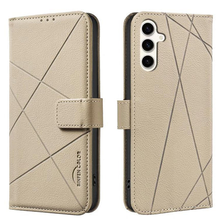 Leather Phone Case With Card Slots For Everyday Use beige wallet-style leather phone case with three card slots and cash pocket, RFID blocking