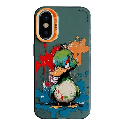 iPhone Case Animal Print for Everyday Protection featuring colorful duck graffiti design, slim TPU shell with PC back for daily scratch and drop protection