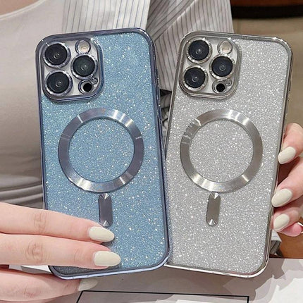 Glitter Protective Case for iPhone Everyday Handling — sparkly blue and silver glitter phone cases with ring holder, slim TPU protection