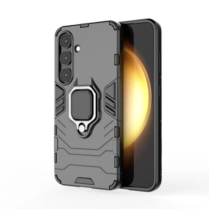 Samsung Protective Case With Snug Fit For Everyday Use - rugged grey PC+TPU phone case with ring kickstand and raised camera protection