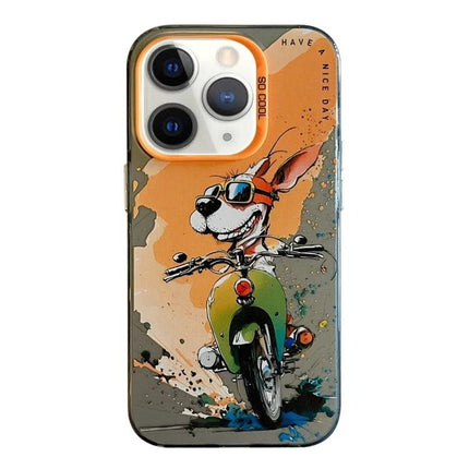 Animal Pattern Phone Case for Everyday Protection - vibrant oil-painting dog on scooter TPU PC durable everyday protection
