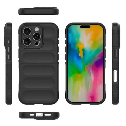 Phone Case for iPhone 16 Pro and 16 Plus Daily Use - slim black TPU protective case with textured back and raised camera lip