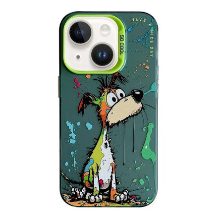 iPhone Case With Animal Pattern For Everyday Protection During Commutes And Daily Use - oil-painting dog design, TPU PC protective phone case