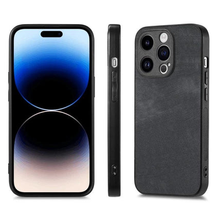 Vintage Leather Phone Case For Everyday Protection And Style With A Timeless Look And Quality Craft - slim black leather TPU PC protective phone case