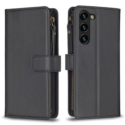 Leather Flip Wallet Case for Everyday Phone Storage - gray PU leather flip wallet with zippered cash pocket, 9 card slots and built-in stand