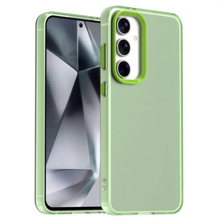 Essential Samsung Galaxy Phone Case for Everyday Protection — slim green TPU PC PET blend case showing front and back with camera cutout
