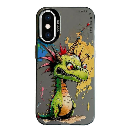 Animal Pattern Phone Case For Everyday Use - slim TPU frame with PC back featuring colorful dragon-creature artwork, camera and controls accessible