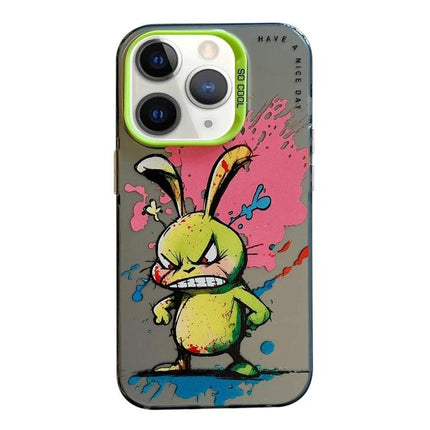 Animal Pattern Phone Case for Everyday Protection — vibrant oil-painting angry rabbit design, TPU frame and PC backplate, slim everyday protection