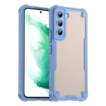 Armor Glaze Case for Samsung Phones Everyday Protection slim blue PC TPU hybrid case showing front and back with corner guards and camera cutout