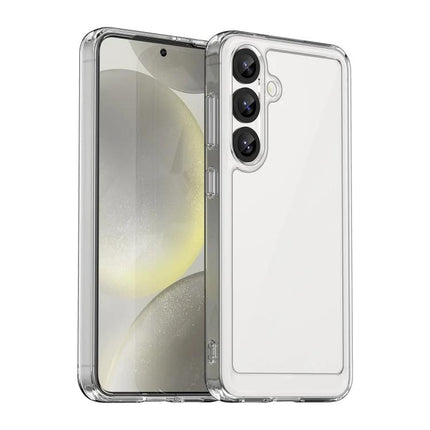 Colorful Samsung Galaxy Case For Everyday Protection clear TPU acrylic case showing front and back, slim durable grip for daily scratch and bump protection