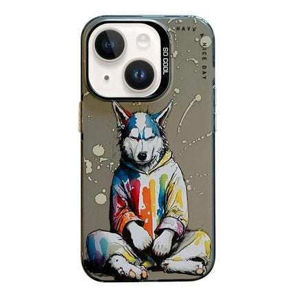 iPhone Case With Animal Pattern For Everyday Protection During Commutes And Daily Use - oil painting husky design, TPU PC durable everyday protection