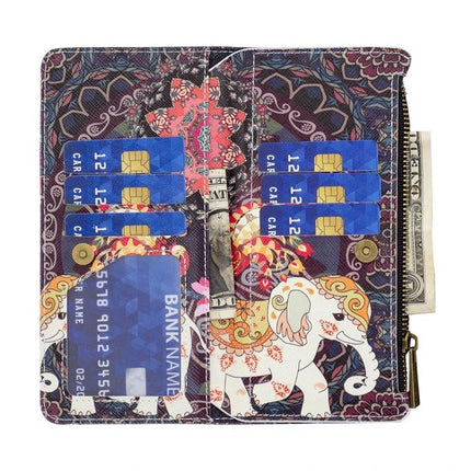 Galaxy Phone Case Card Access For Everyday Use That Keeps Your Phone Safe On The Go - patterned wallet-style Galaxy S25 case with card slots, stand and zipper pocket