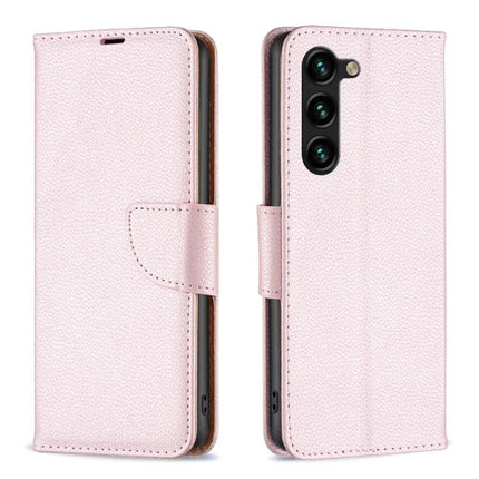 Leather Flip Phone Case With Card Slots in pink PU leather with card pockets, soft TPU lining and kickstand for hands-free use