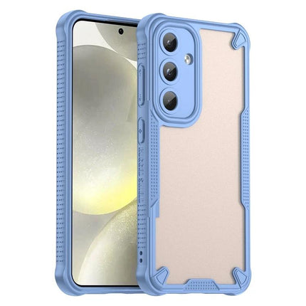 Armor Glaze Protective Case for Samsung Phones, Everyday Use - slim blue PC TPU bumper with raised camera and screen edges for scratch protection