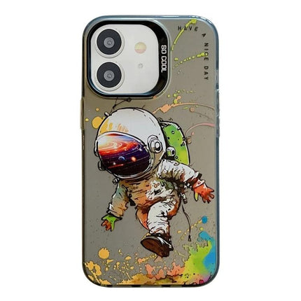 Stylish Animal Pattern Phone Case for iPhone Everyday Use featuring colorful astronaut illustration, slim TPU PC protective case, pocket-friendly grip