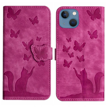 Leather Phone Case With Card Slot For Daily Use - pink butterfly cat wallet-style PU leather phone cover with card slot