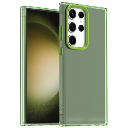 Essential Samsung Galaxy Phone Case for Everyday Protection - slim green TPU PC PET blend case showing camera cutout and scratch-resistant finish