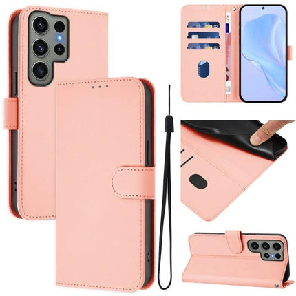 Leather Phone Case With Lanyard For Daily Essentials - pink PU leather wallet case with card slots, cash pocket, TPU core and hands-free lanyard