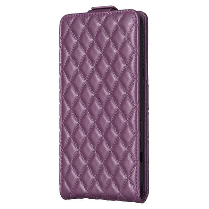 Practical Flip Case for Everyday Smartphone Protection With Durable PU and TPU Build - purple quilted flip wallet with card slots and stand