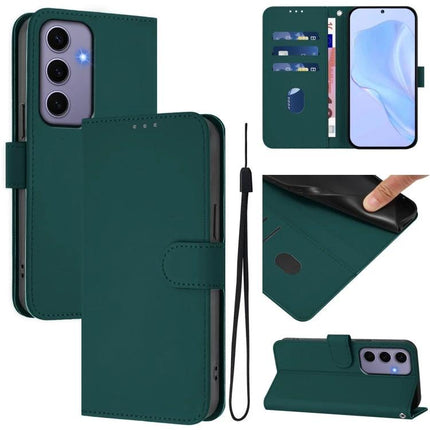 Leather Phone Case With Lanyard For Daily Carry And Easy Viewing On The Go For Commute - teal PU leather wallet case with wrist strap, card slots, kickstand