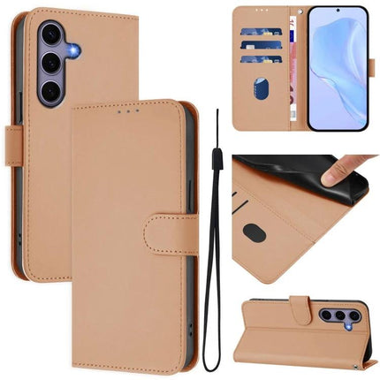 Leather Phone Case With Card Holder For Daily Essentials tan PU leather wallet case with 3 card slots cash pocket and wrist strap