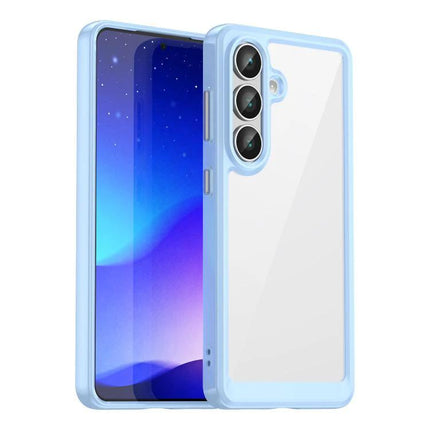 Acrylic Phone Case For Samsung Galaxy Everyday Protection For Daily Life And Handling During Commutes - clear acrylic with blue TPU bumper, slim full coverage case