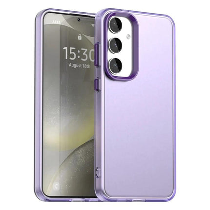 Protective Candy Case for Samsung Galaxy S25 slim purple hybrid TPU PC PET everyday protection against scratches and bumps