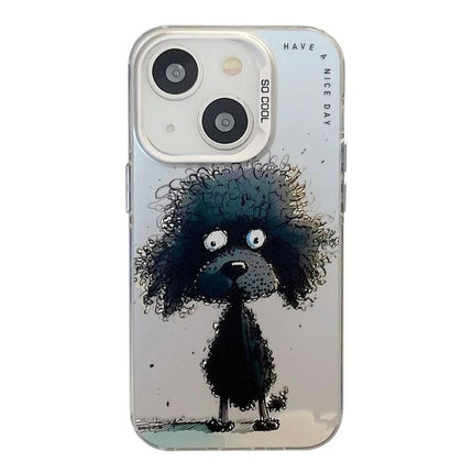 Animal Pattern Phone Case For Everyday iPhone Protection - clear TPU case with whimsical black poodle illustration, slim durable protection