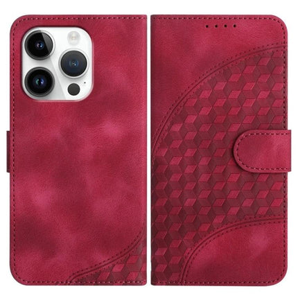 Elephant Head PU Case with Lanyard and Wallet Stand for iPhone 16 Pro Plus 16 in red PU leather with embossed elephant head pattern and built-in stand