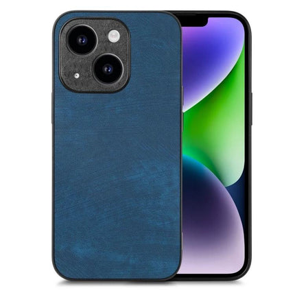 Vintage Leather Phone Case for Everyday Protection in blue leather with raised edges, TPU and PC layers, slim pocket-friendly design