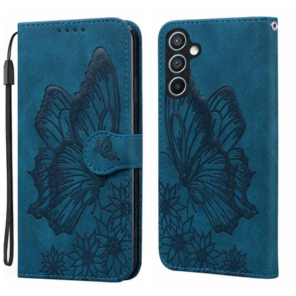 Leather Flip Case for Everyday Phone Protection in teal PU leather wallet style with embossed butterfly design and card slots