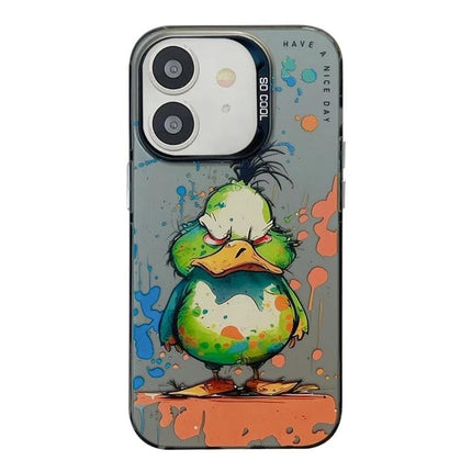 Stylish Animal Pattern Phone Case for iPhone Everyday Use - slim TPU PC duck cartoon design, protective everyday-use iPhone cover